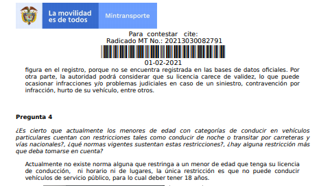  - MinTransporte: menores de edad sí pueden conducir de noche o por carretera