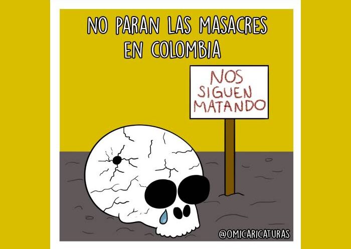 Caricatura: No paran las masacres en Colombia