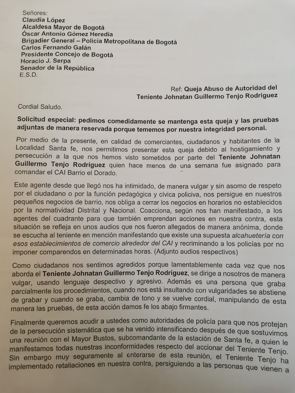  - Los otros líos del teniente Tenjo, recordado por encontronazo con vendedor ambulante en Bogotá