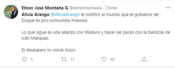  - "Alicia Arango, la uribista más uribista, alaba el régimen comunista Chino"