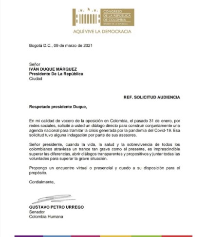  - Duque ignora el apoyo de Petro