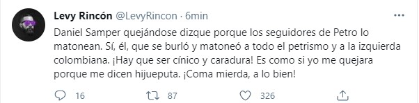  - Daniel Samper Ospina se queja de matoneo de seguidores de Petro
