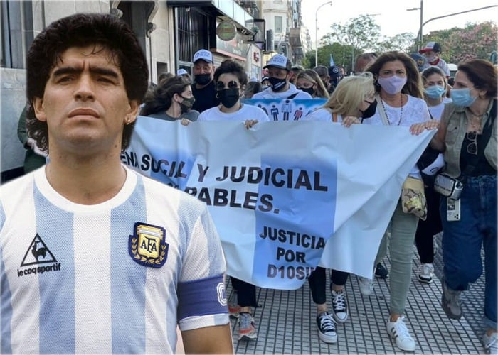 Manifestación en Argentina para reclamar justicia por muerte del ícono del fútbol Maradona