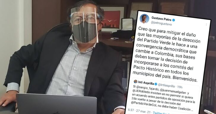  - Desde Italia, Gustavo Petro juega a romper el Partido Verde