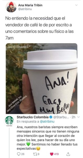  - Starbucks Colombia deja en ridículo a feminista