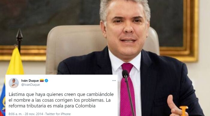  - "La reforma tributaria es mala para Colombia": el trino de Duque que le sacan en cara