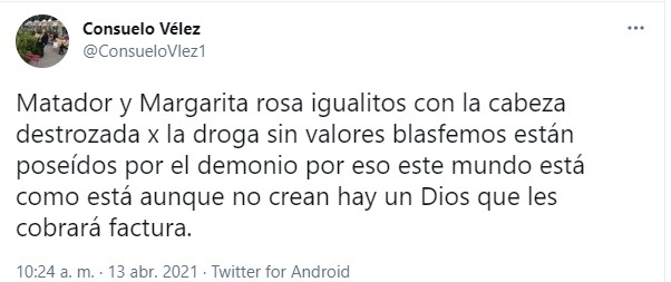  - "No creo en su Dios inmundo": Margarita Rosa le da látigo a los rezanderos