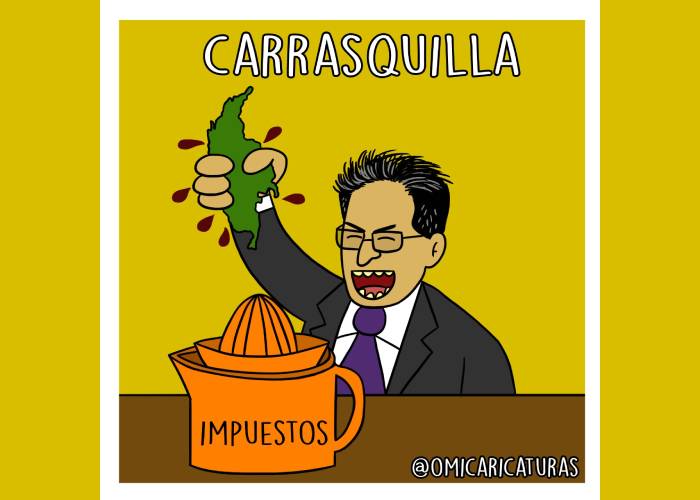Caricatura: La exprimidora de Carrasquilla