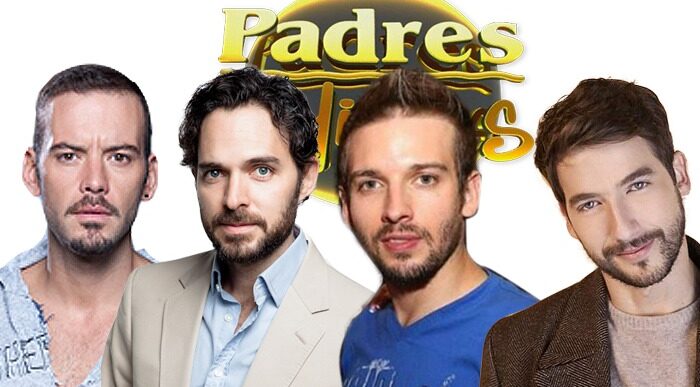 Foto de logo de padres e hijos con Manolo Cardona, Diego Cadavid, Andres Fierro y Carlos Torres - Padres e Hijos: una fabrica de galanes de la televisión