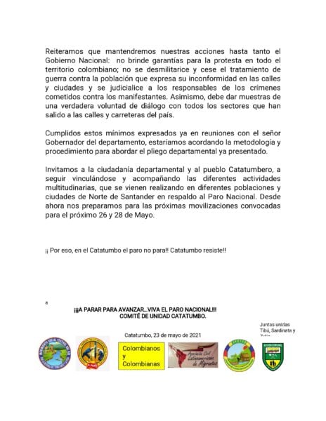  - Campesinos del Catatumbo se movilizan en defensa de los derechos humanos
