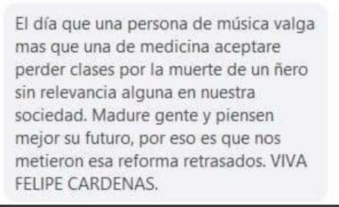  - Los comentarios clasistas de algunos estudiantes de Los Andes contra el paro