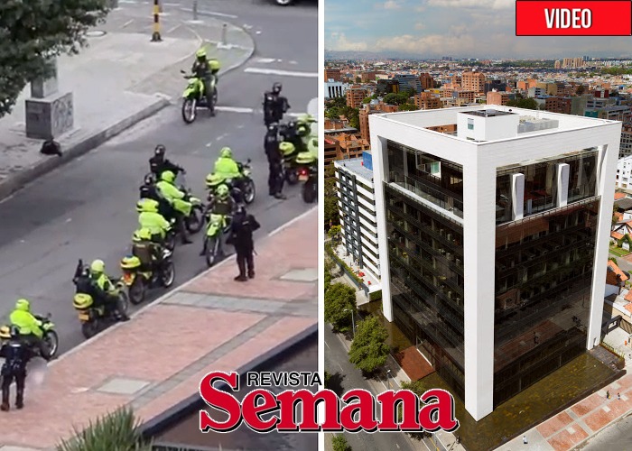 Decenas de policias custodian el edificio de la Revista Semana