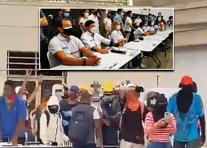 A gritos los jóvenes de bloqueos en Cali se le levantaron a dos ministros, la gobernadora y el alcalde