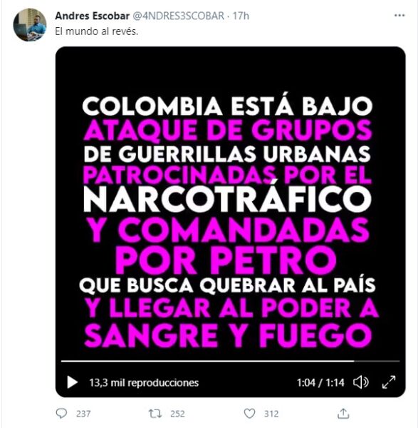  - El colmo del descaro: Andrés Escobar se estrena como victima en Twitter