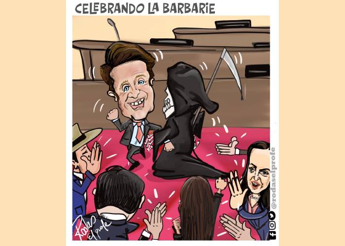 Caricatura: Celebrando la barbarie