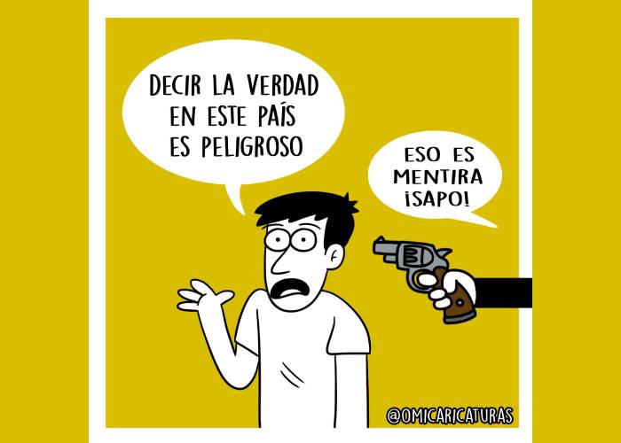 Caricatura: Decir la verdad en Colombia