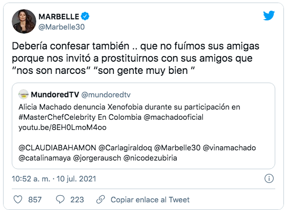  - Marbelle confiesa que una participante de Masterchef le ofreció prostituirse con "gente de bien"