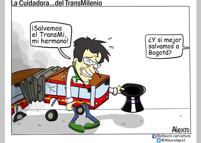 Caricatura: La cuidadora... del TransMilenio