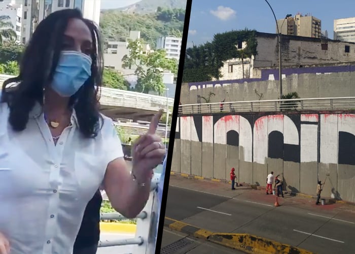 Borrada de murales de la protesta en Cali y María Fernanda Cabal estuvo allí