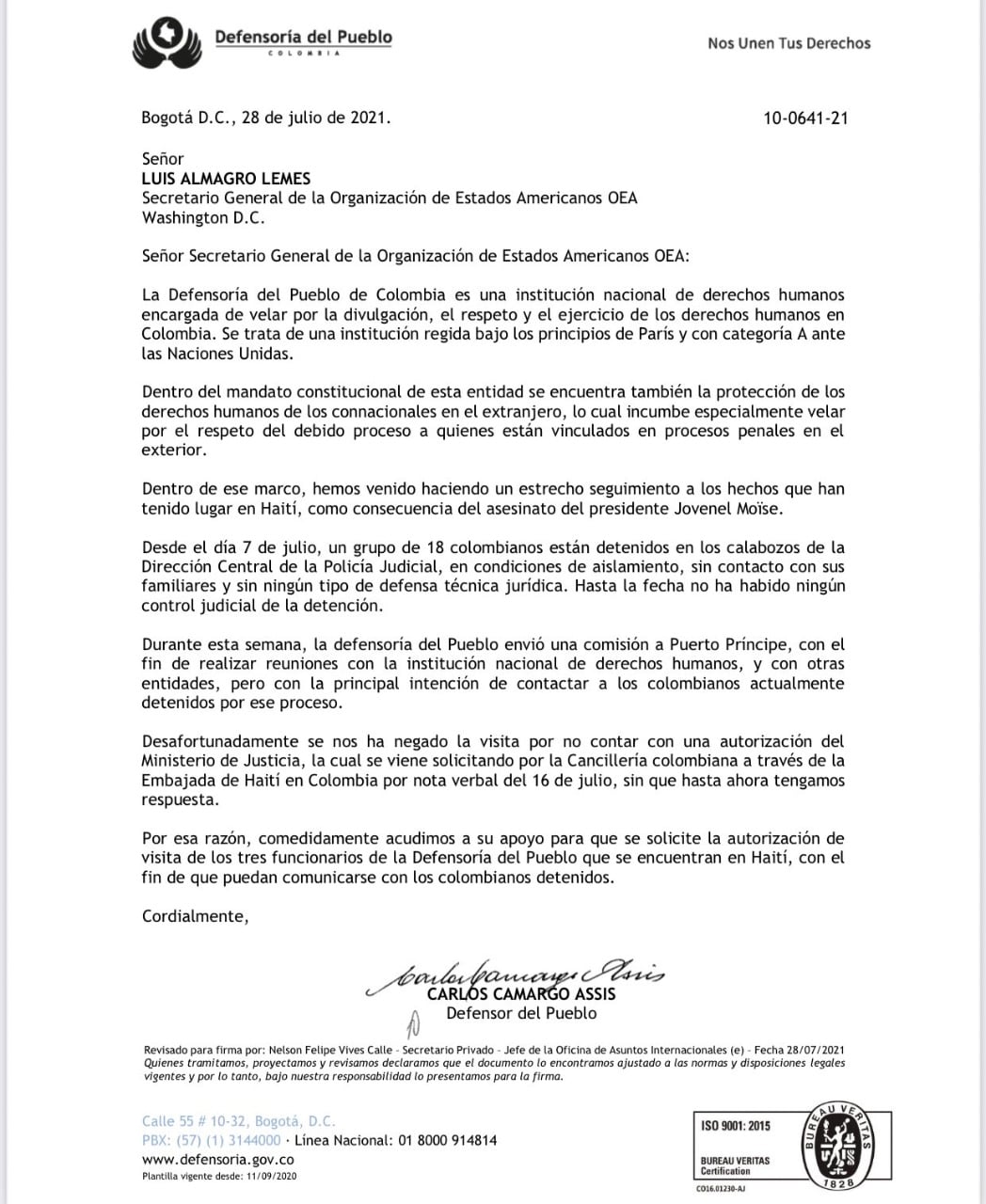  - No dejan ver a mercenarios colombianos a Defensoria del Pueblo