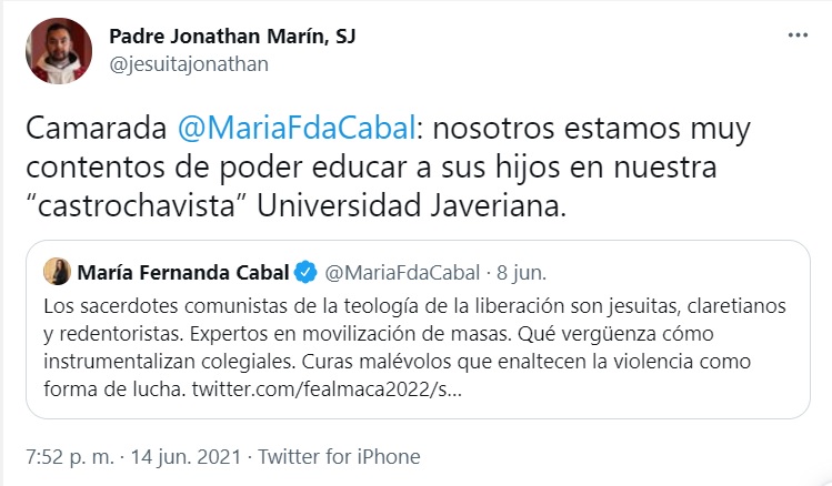 sacerdote y maria fernanda cabal