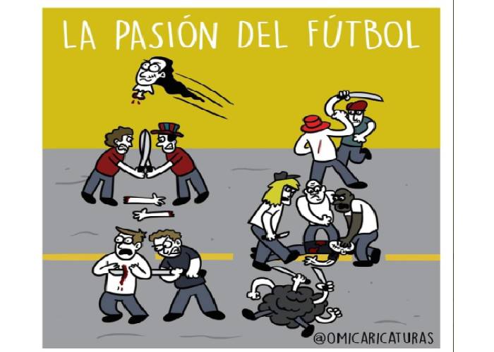 Caricatura: La pasión por el fútbol