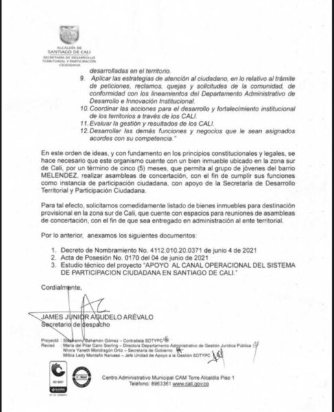  - Tropezón del alcalde de Cali para cumplir con acuerdos de la Resistencia de Meléndez