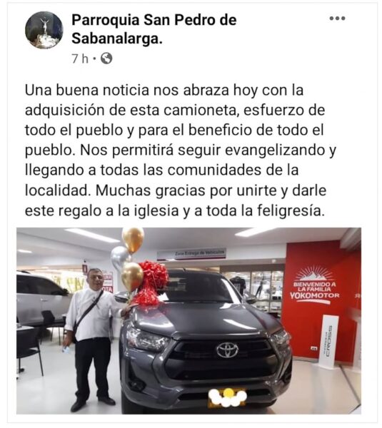  - La camioneta de 0 millones que compró una parroquia para "evangelizar"