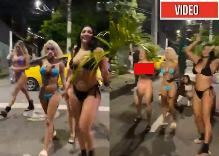 El show nudista de cuatro webcamers en pleno Parque Lleras en Medellín. VIDEO