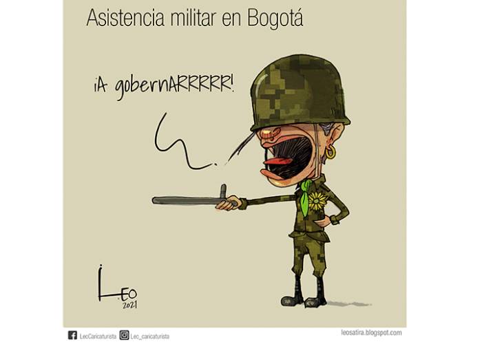 Caricatura: Asistencia militar en Bogotá