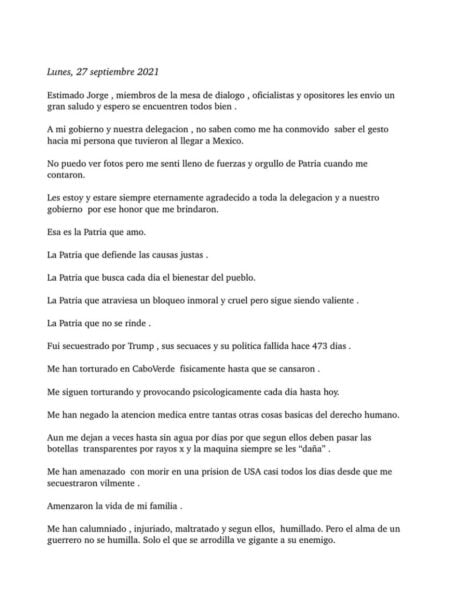  - Alex Saab detalla las torturas que recibe y jura lealtad a Maduro con explosiva carta