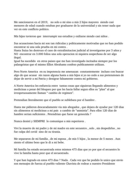  - Alex Saab detalla las torturas que recibe y jura lealtad a Maduro con explosiva carta