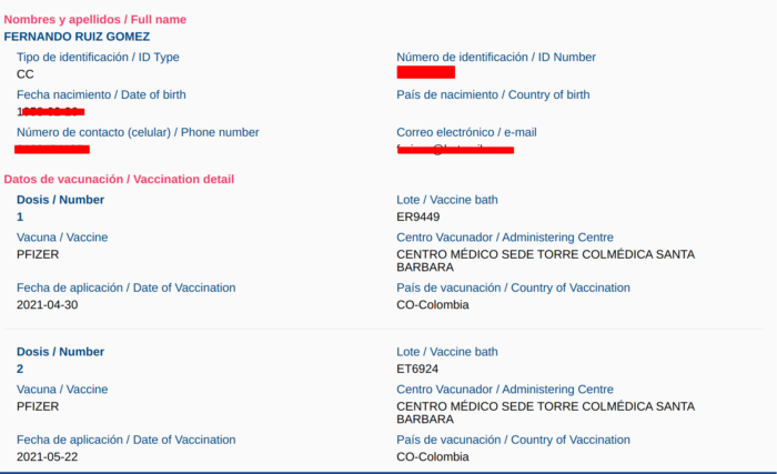  - ¿Inseguridad en el certificado digital de vacunación colombiano?