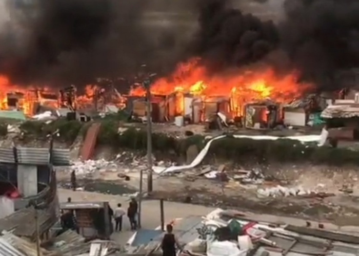 ¿Quién comenzó el incendio en el desalojo en Bogotá? ¿El Esmad o los recicladores?