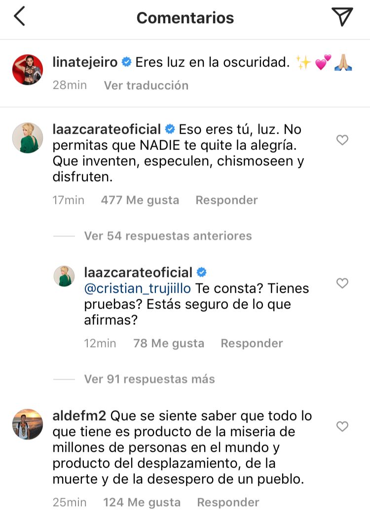  - Alejandra Azcárate llegó al rescate de Lina Tejeiro: "Que inventen y especulen"