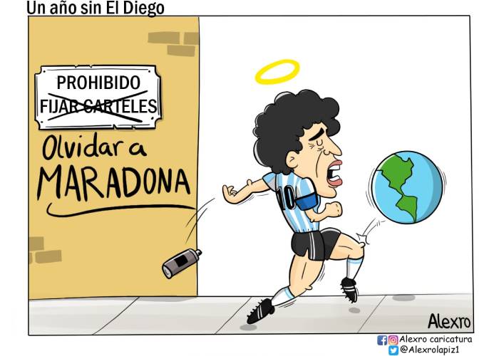 Caricatura: Un año sin el Diego