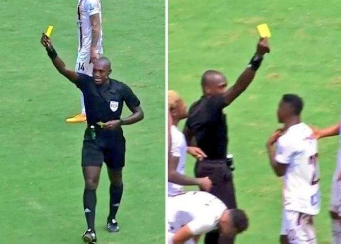 ¿Nuevo fraude en el fútbol colombiano? arbitro le saca dos amarillas a jugador del Tolima y no lo expulsa