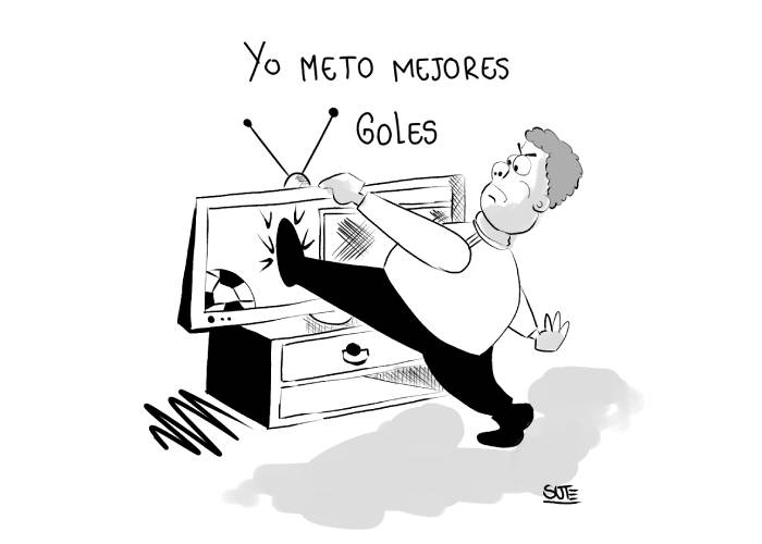 Caricatura: Yo meto mejores goles