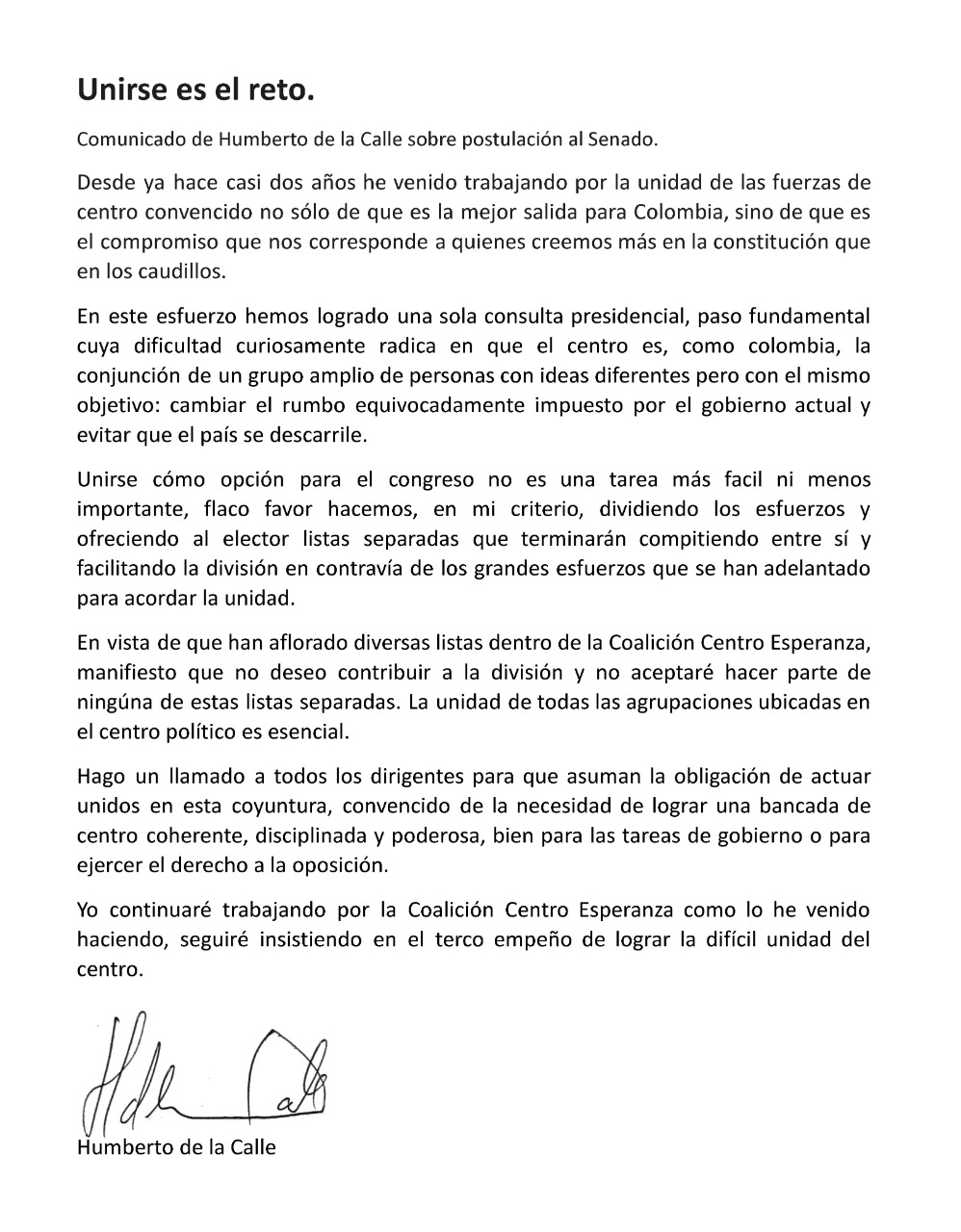  - Los Galán, el palo en la rueda para que De la Calle sea cabeza de lista al Senado