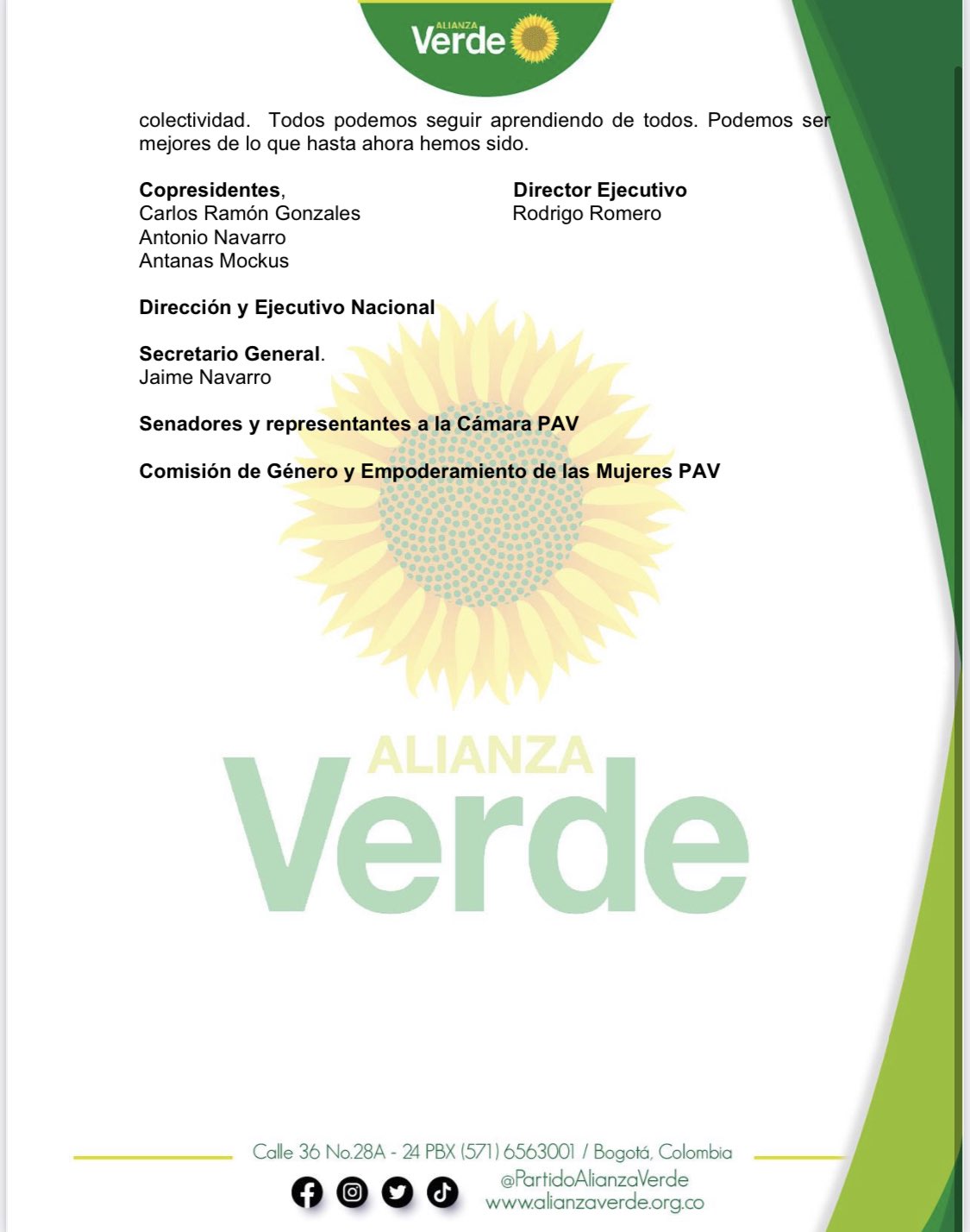  - Los Verdes se rehúsan a perder a Angélica Lozano, la senadora más votada del país
