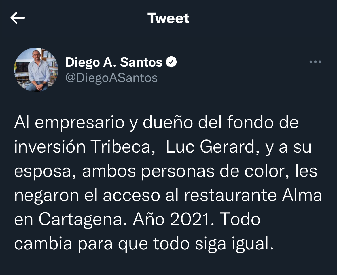  - Portazo del restaurante Alma de Cartagena al empresario Luc Gerard