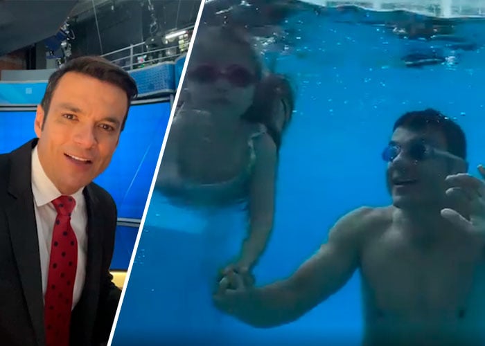 VIDEO: Juan Diego Alvira dejó la corbata y así se le ve en piscina