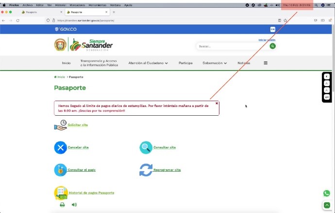  - ¿Hay un cartel de pasaportes en Santander?