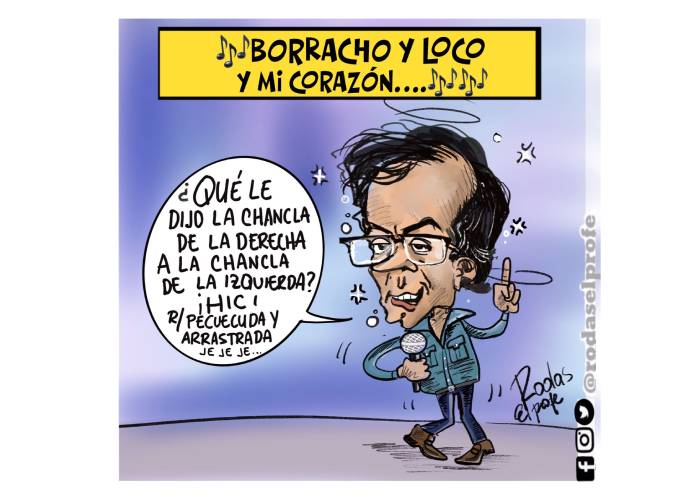 Caricatura: Borracho y loco