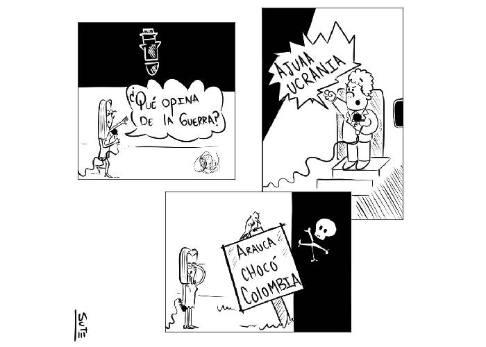 Caricatura: Colombia opinando sobre guerra