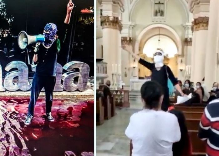 Simona, la muchacha encapuchada que irrumpió en la Catedral de Bogotá