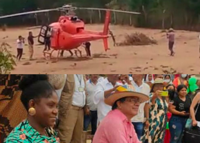 El helicóptero en que viajaron Petro y Francia Marquez a la Alta Guajira