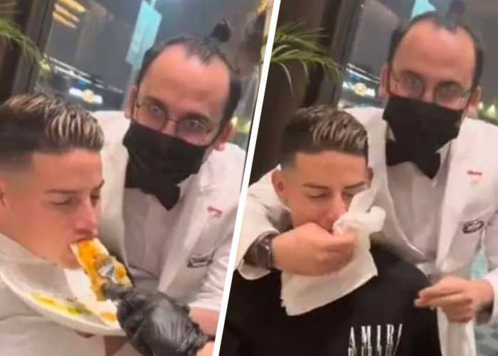 James, patán y prepotente: dos meseros le dan la comida en la boca en Arabia Saudita