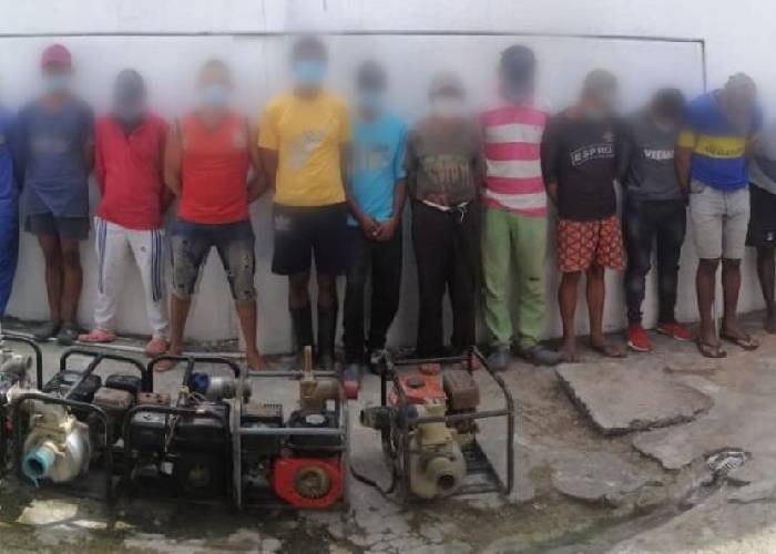 Capturan a 14 personas presuntamente involucradas en minería ilegal en Zona Bananera