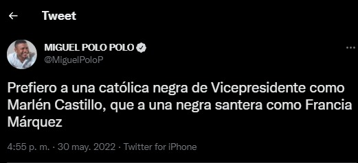  - "Prefiero a una negra católica como Marelen Castillo que a una santera como Francia"